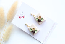 Load image into Gallery viewer, Beige Floral Book Earrings
