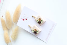 Load image into Gallery viewer, Beige Floral Book Earrings
