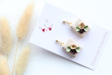 Load image into Gallery viewer, Beige Floral Book Earrings
