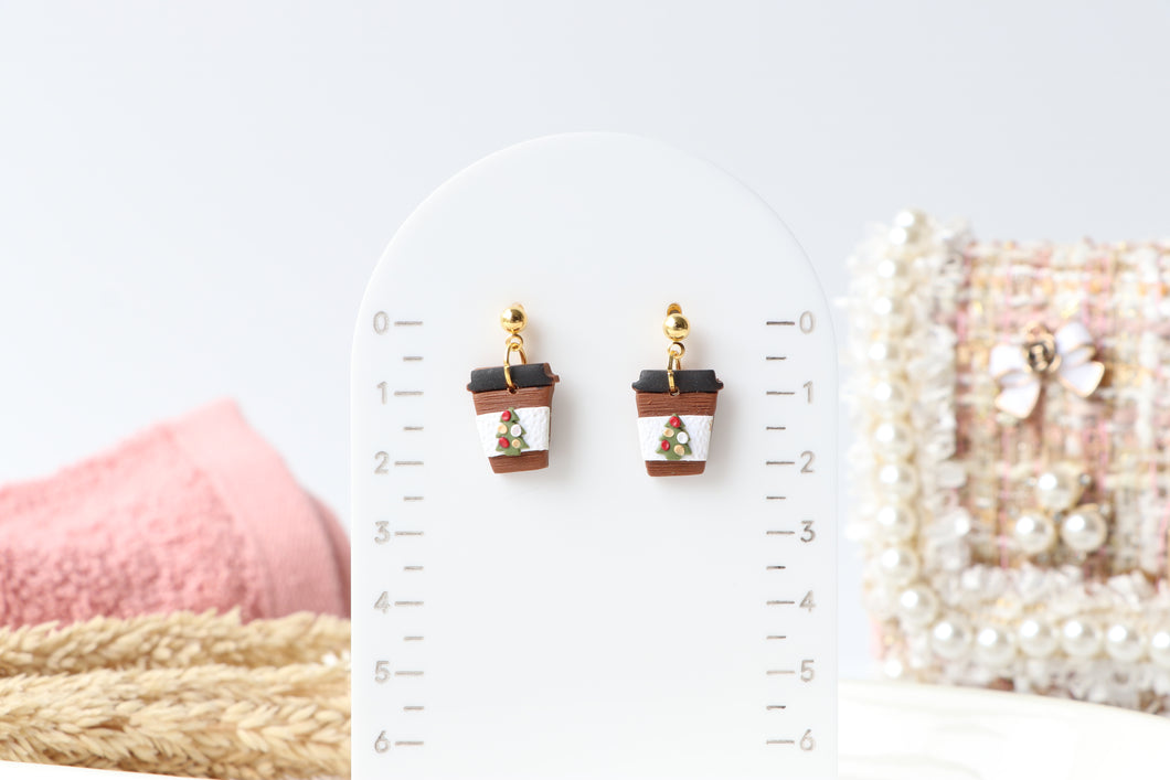 Christmas Tree Coffee Cup Earrings