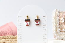 Load image into Gallery viewer, Candy Cane Coffe Cup Earrings
