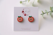 Load image into Gallery viewer, Apple Wooden Stud Earrings
