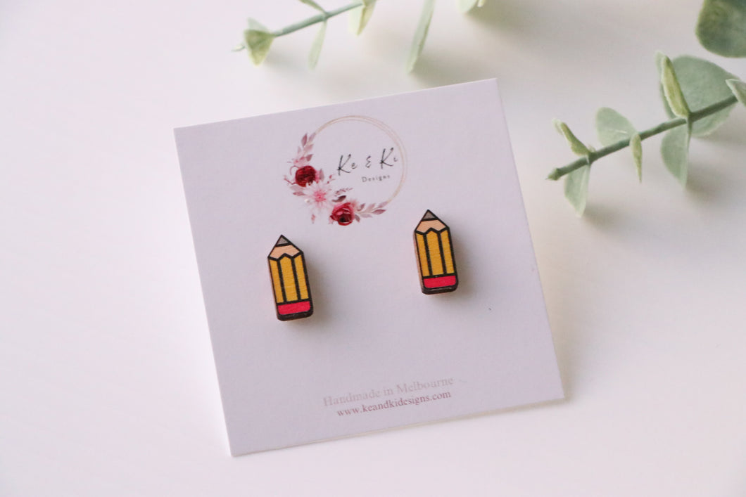 Wooden Pencil Earrings