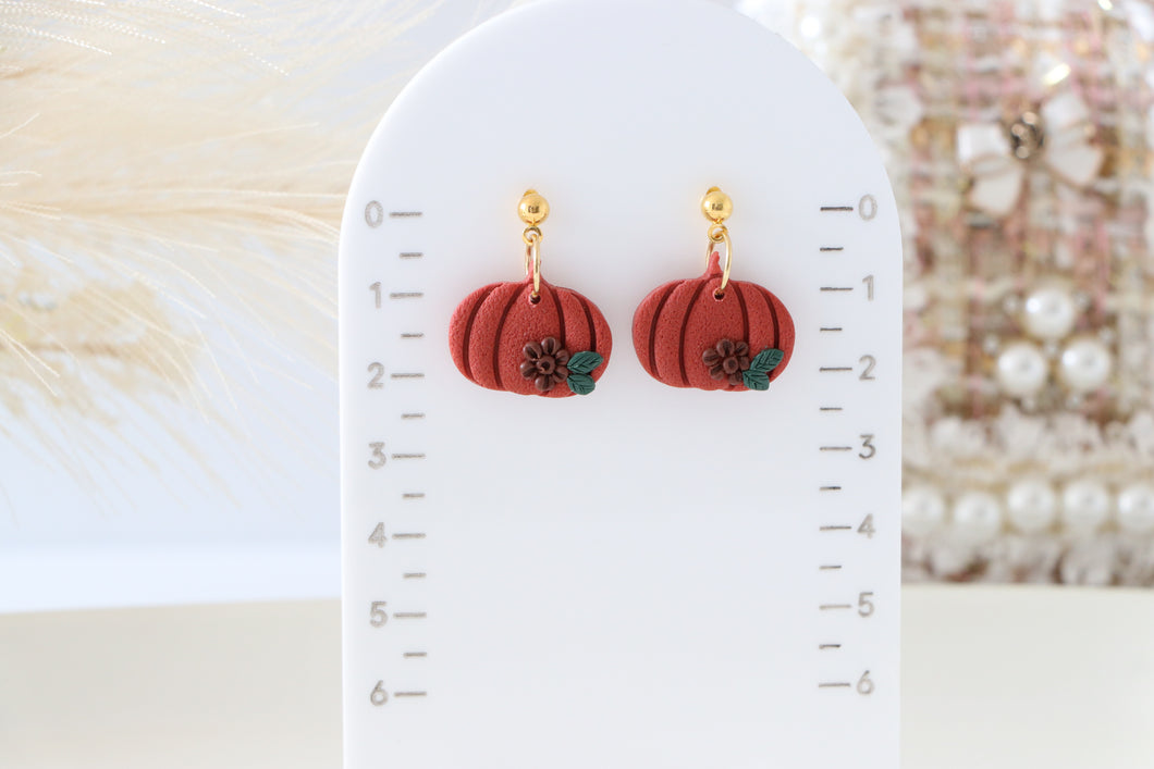 Pumpkin Earrings ( Dark Orange )