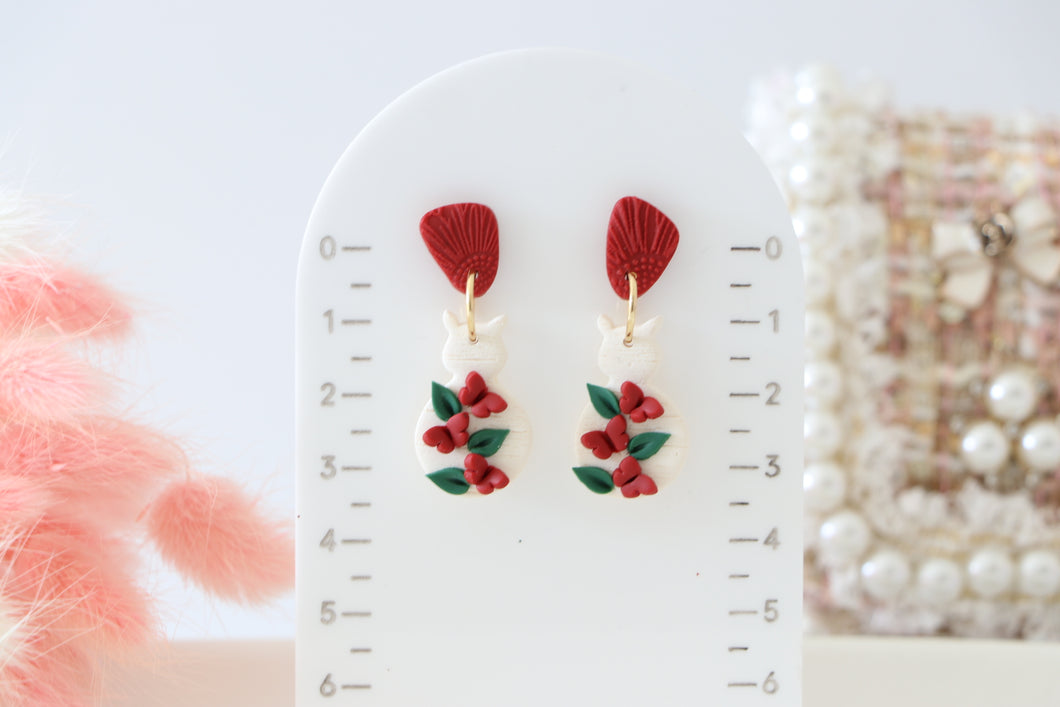 Valentines Day Cat Earrings