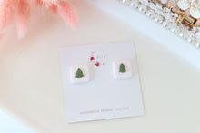 Load image into Gallery viewer, christmas_tree_stud_earrings_handmade_front_view
