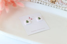 Load image into Gallery viewer, christmas_tree_stud_earrings_handmade_top_view
