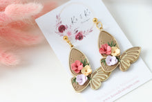 Load image into Gallery viewer, floral _butterfly_earrings_handmade_colorful_front_view
