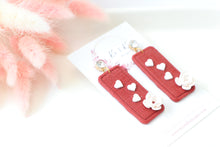 Load image into Gallery viewer, flower_heart_rectangular_dangle_handmade_earrings_side_view
