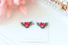 Load image into Gallery viewer, holly_berry_stud_earrings_handmade_up_view

