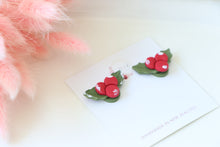 Load image into Gallery viewer, holly_berry_stud_earrings_handmade_side_view
