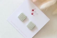 Load image into Gallery viewer, ivory_white_square_stud_handmade_earrings_side_view
