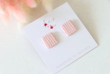 Load image into Gallery viewer, light_pink_square_stud_handmade_earrings_side_view
