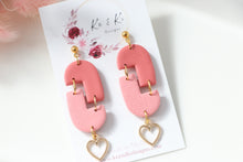 Load image into Gallery viewer, pink_geometric_arch_dangle_earrings_front_view_
