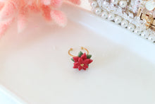 Load image into Gallery viewer, red_poinsettia_flowering_ring_handmade_front_view
