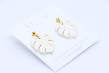 Load image into Gallery viewer, White Monstera Earrings
